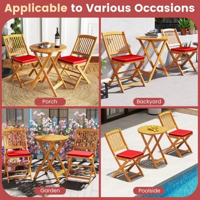 Tangkula Patio Folding Chair Set Of 4 Portable Acacia Wood Dining Chairs With High Back & Seat Cushions Beige/Navy/Red 7 Tangkula Patio Folding Chair Set Of 4 Portable Acacia Wood Dining Chairs With High Back & Seat Cushions Beige/Navy/Red - Image 7