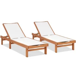 Tangkula 1PC/2PCS Outdoor Chaise Lounge Chair, Eucalyptus Wood Recliner W/ 5-Level Backrest, Breathable & Quick Drying Seat Fabric -Tangkula Shop GUEST a2087aea 3f23 45d1 84dd ff5e7f71a5cb