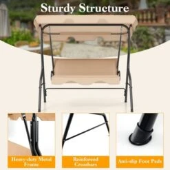Tangkula 3-Person Outdoor Porch Swing with Adjustable Canopy & Cushions -Tangkula Shop GUEST a21f7e8e 13da 4945 85ed a734bd64847c
