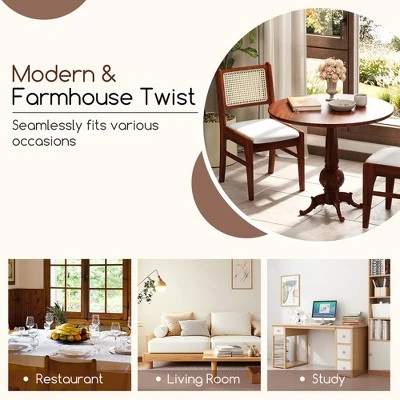 Tangkula 4PCS Rattan Dining Chairs Upholstered Kitchen Chairs W/ Rubber Wood Frame 4 Tangkula 4PCS Rattan Dining Chairs Upholstered Kitchen Chairs W/ Rubber Wood Frame - Image 4