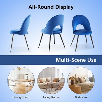 Tangkula Dining Chair Set Of 4 Velvet Upholstered Side Chair W/ Metal Base For Living Room 6 Tangkula Dining Chair Set Of 4 Velvet Upholstered Side Chair W/ Metal Base For Living Room - Image 6