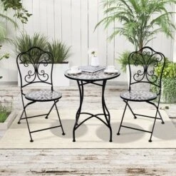 Tangkula 24" Bistro Table W/ Ceramic Tile Tabletop Heavy-Duty Metal Structure Patio -Tangkula Shop GUEST a27543b9 b794 418b 953c c1a933d8ade8