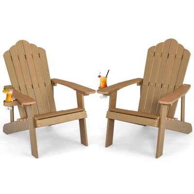 Tangkula 2PCS Adirondack Chair HIPS Adirondack Chair W/Cup Holder Realistic Wood Grain Weather Resistant Outdoor Chair For 380 LBS Weight Capacity Black/Navy/White/Teak/Dark Green/Red/Light Grey/Yellow 14 Tangkula 2PCS Adirondack Chair HIPS Adirondack Chair W/Cup Holder Realistic Wood Grain Weather Resistant Outdoor Chair For 380 LBS Weight Capacity Black/Navy/White/Teak/Dark Green/Red/Light Grey/Yellow - Image 14