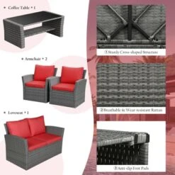 Tangkula 4-Piece Rattan Wicker Patio Outdoor Furniture Sofa Set With Cushions & Tempered Glass Table 19 Tangkula 4-Piece Rattan Wicker Patio Outdoor Furniture Sofa Set With Cushions & Tempered Glass Table -Tangkula Shop GUEST a28c19d6 4264 406b b5e7 88b7cd1cf86a