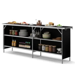 Tangkula Portable Bar Table Folding Camping Table W/ Aluminum Alloy Frame 2-Tier Shelves -Tangkula Shop GUEST a29e06e5 60b0 4c14 9630 9474cc6363a6