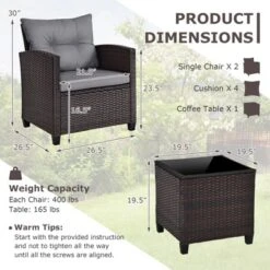 Tangkula Set Of 3 Rattan Furniture Set Patio Cushioned Conversation Set Sofa -Tangkula Shop GUEST a2a43b95 aee8 4fac 8096 cfddf041c804