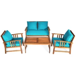 Tangkula 4pcs Wooden Patio Furniture Set Table & Sectional Sofa W/ Turquoise Cushion 17 Tangkula 4pcs Wooden Patio Furniture Set Table & Sectional Sofa W/ Turquoise Cushion -Tangkula Shop GUEST a2af8025 0aea 4af4 83b2 fbad8f263f4f