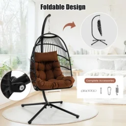 Tangkula Swing Egg Chair Hanging Basket Chair W/Stand Waterproof Cover & Cushion 11 Tangkula Swing Egg Chair Hanging Basket Chair W/Stand Waterproof Cover & Cushion -Tangkula Shop GUEST a32b321a 471b 4fd9 ad9d e0dd61d51c0d