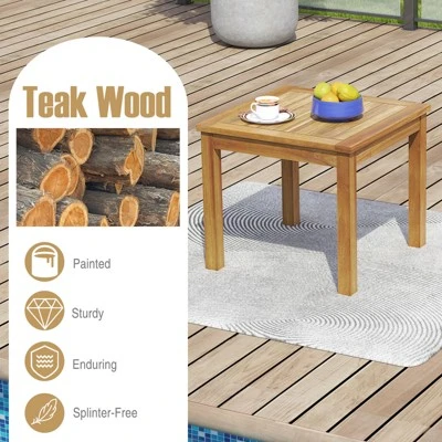 Tangkula 2-Piece Outdoor Teak Wood Side Tables for Patio and Garden 4 Tangkula 2-Piece Outdoor Teak Wood Side Tables for Patio and Garden - Image 4