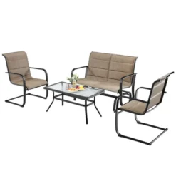 Tangkula 4PCS Patio Conversation Set Cotton Padded Furniture Set W/ Swing Glider Loveseat 11 Tangkula 4PCS Patio Conversation Set Cotton Padded Furniture Set W/ Swing Glider Loveseat -Tangkula Shop GUEST a357bd94 4b88 4b4d add7 90df972d713b