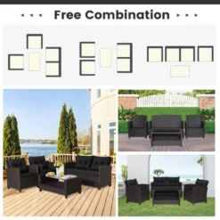 Tangkula 8-Piece Outdoor Conversation Set - PE Rattan Patio Furniture with Glass Coffee Table -Tangkula Shop GUEST a36b79fe bc5d 449c b133 a4d559309616