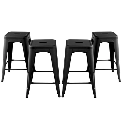 Tangkula 24" Set Of 4 Tolix Style Barstool Counter Height Metal Bar Stool Stackable Chair Black 9 Tangkula 24" Set Of 4 Tolix Style Barstool Counter Height Metal Bar Stool Stackable Chair Black - Image 9