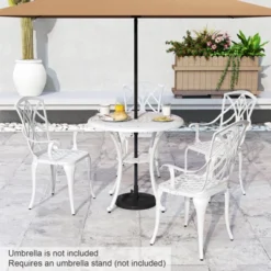 Tangkula Patio Cast Aluminum Dining Table 31.5” Outdoor Bistro Table W/ Umbrella Hole All-Weather Classic Round Dining Table -Tangkula Shop GUEST a4e55909 44cd 4eed 9602 4667f0b16ee4
