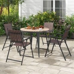 Tangkula 4-Piece Portable Patio Folding Chairs with Heavy-Duty 400 lbs Capacity