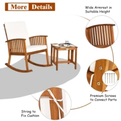 Tangkula 2PCS Patio Wooden Rocking Chair Set Garden Outdoor W/ Coffee Table Cushion -Tangkula Shop GUEST a58c1f2a d417 471d a0d3 12b5c2ded3da