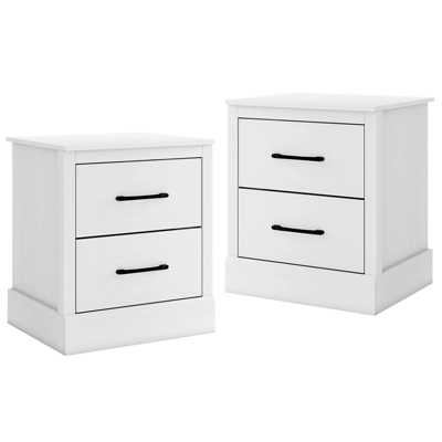 Tangkula Farmhouse Nightstand Set Of 2 Wood Bedside Table With 2 Storage Drawers Compact Floor Night Stand End Table White Accent Sofa Side Table 8 Tangkula Farmhouse Nightstand Set Of 2 Wood Bedside Table With 2 Storage Drawers Compact Floor Night Stand End Table White Accent Sofa Side Table - Image 8