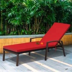 Tangkula 2PCS Patio Rattan Wicker Lounge Chair Back Adjustable Recliner Chaise W/ Red Cushion -Tangkula Shop GUEST a5ba64d4 9757 479e 8ed1 8e7d66e015bb