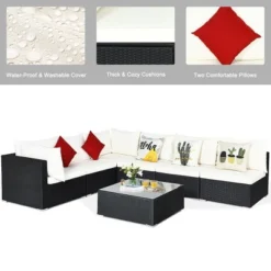 Tangkula 7PCS Rattan Patio Conversation Sectional Furniture Set W/ Cushion Pillow -Tangkula Shop GUEST a60dd5af 0fe2 4289 93b1 ed307033db24