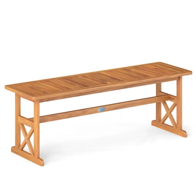 Tangkula 51-Inch Acacia Wood Outdoor Bench with X-Shaped Support Frame 9 Tangkula 51-Inch Acacia Wood Outdoor Bench with X-Shaped Support Frame - Image 9