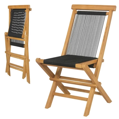 Tangkula 2PCS Folding Chairs W/ Quick-Folding Portable Design Woven Rope Seat Porch Patio 5 Tangkula 2PCS Folding Chairs W/ Quick-Folding Portable Design Woven Rope Seat Porch Patio - Image 5