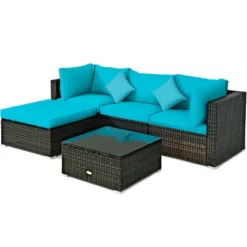Tangkula 5-Piece Outdoor Patio Sectional Rattan Wicker Sofa Set W/ Cushion -Tangkula Shop GUEST a670958a 03e2 4c3c aefd 34c2b7a743d4