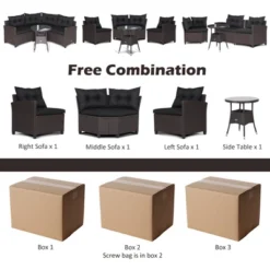 Tangkula 4PCS Wicker Patio Sofa Set Rattan Outdoor Furniture Set W/ Black Cushions -Tangkula Shop GUEST a676ae7a 808c 4134 8c11 ea3589f5f2a9