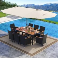 Tangkula 11-Piece Patio Dining Set with 15ft Double-Sided Solar Umbrella -Tangkula Shop GUEST a6a694b8 ea6d 4c9c 957b e3ce74635939