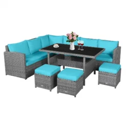 Tangkula Outdoor Wicker Coversation Set, 7 Piece, With Red/Turquoise/White/Black/Navy/Gray Cushions -Tangkula Shop GUEST a6b5d87f c968 4591 adca b0ad5c2e7be8