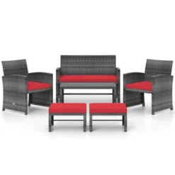 Tangkula 6-Piece Outdoor Patio Conversation Set with PE Rattan Sectional Sofa and Ottomans -Tangkula Shop GUEST a6e164bd 86df 4b7f a479 df6fabe91dfa