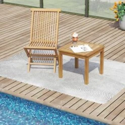 Tangkula 2-Piece Outdoor Teak Wood Side Tables for Patio and Garden
