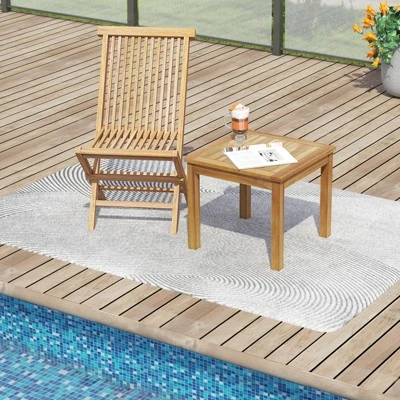 Tangkula 2-Piece Outdoor Teak Wood Side Tables for Patio and Garden 1 Tangkula 2-Piece Outdoor Teak Wood Side Tables for Patio and Garden