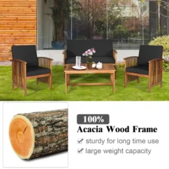 Tangkula 4PCS Patio Acacia Wood Sofa Set Conversation Couch Coffee Table With Cushions 13 Tangkula 4PCS Patio Acacia Wood Sofa Set Conversation Couch Coffee Table With Cushions -Tangkula Shop GUEST a775cfb7 c4dd 4138 a1d4 0b8fa56d1637