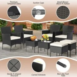 Tangkula 8PCS Outdoor Conversation Furniture Set Patio PE Rattan Sofa Set W/ Tables & Ottoman -Tangkula Shop GUEST a7da9f86 d3f9 41b2 953f 972f001d20aa