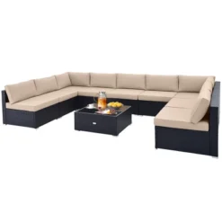 Tangkula 10PCS Rattan Furniture Set Outdoor Wicker Sofa Table Cushioned Seat Patio -Tangkula Shop GUEST a7dd36ed da78 4172 9789 fec10528d10a