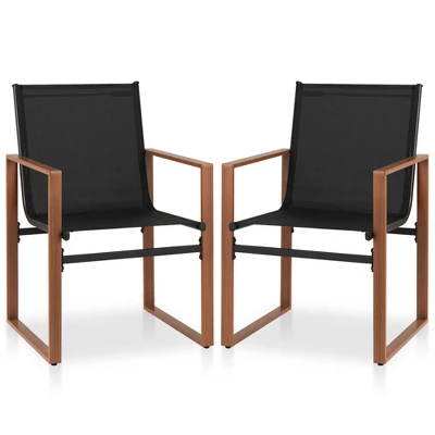 Tangkula 2 PCS Outdoor Dining Chairs Patio Furniture Chair W/ Breathable Seat & Backrest 8 Tangkula 2 PCS Outdoor Dining Chairs Patio Furniture Chair W/ Breathable Seat & Backrest - Image 8