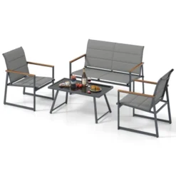 Tangkula 4-Piece Metal Outdoor Patio Furniture Set with Padded Fabric Seats -Tangkula Shop GUEST a88147ff 3da2 4b0b 839a 171181caa221