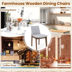 Tangkula Wooden Dining Chairs Of 4 W/ Added Cushions High Curved Back For Dining Room -Tangkula Shop GUEST a8993bcf 131a 4d0c 9daf f931f9fda8f1
