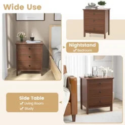 Tangkula 3-Drawer Nightstand Wooden Bedside Table Modern Side End Table Walnut 12 Tangkula 3-Drawer Nightstand Wooden Bedside Table Modern Side End Table Walnut -Tangkula Shop GUEST a8d64b35 3111 42e7 a8db 9d0c6851ba12
