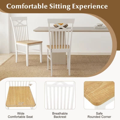 Tangkula Farmhouse Dining Chair Set Of 4 Wooden Kitchen Chair W/ Rubber Wood Frame 6 Tangkula Farmhouse Dining Chair Set Of 4 Wooden Kitchen Chair W/ Rubber Wood Frame - Image 6