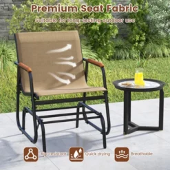 Tangkula Patio Glider Chair Set of 2 with Curved Teak Armrests 13 Tangkula Patio Glider Chair Set of 2 with Curved Teak Armrests -Tangkula Shop GUEST a8f4ca9b 2f43 4bb0 86dc bb95446007ad 1