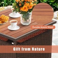 Tangkula 3-Piece Patio Bistro Set with Acacia Wood Coffee Table & Umbrella Hole 15 Tangkula 3-Piece Patio Bistro Set with Acacia Wood Coffee Table & Umbrella Hole -Tangkula Shop GUEST a8fb61fe bceb 4a09 80a1 b03082d3a824