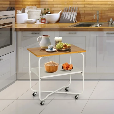 Tangkula 2-Tier Folding Rolling Cart Kitchen Utility Cart Tool-Free Installing 2 Tangkula 2-Tier Folding Rolling Cart Kitchen Utility Cart Tool-Free Installing - Image 2