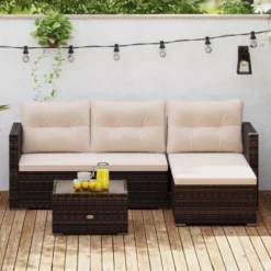 Tangkula 4 Seats Outdoor Patio Furniture Set L-Shaped Couch Set For Yard -Tangkula Shop GUEST a95cd6d0 45b4 4f24 8e0c 17c1eefa374a