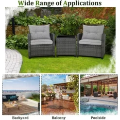 Tangkula 3-Piece Outdoor Wicker Conversation Set - Grey Rattan Patio Furniture with Tempered Glass Table 16 Tangkula 3-Piece Outdoor Wicker Conversation Set - Grey Rattan Patio Furniture with Tempered Glass Table -Tangkula Shop GUEST a9652fd0 95ed 489d 9609 b230fcea2381