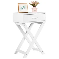 Tangkula Modern Versatile Nightstand X-shape Wooden End Table With Drawer Accent Side Table For Bedroom Black/White -Tangkula Shop GUEST a9667e63 69a6 4807 90ca 90e2ac8041b4