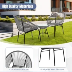 Tangkula 3 Pieces Acapulco Chair Set Wicker Conversation Bistro Set W/ Tempered Glass Table -Tangkula Shop GUEST a9739c70 7ce0 42f8 9b23 e8e67cfec486