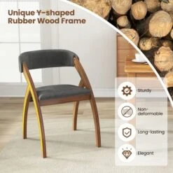 Tangkula Dining Chair Set Of 4 W/ Padded Cushion Curved Back Arched Rubber Wood Legs -Tangkula Shop GUEST a9cc79f2 426e 416d 851e 5822338d0fae