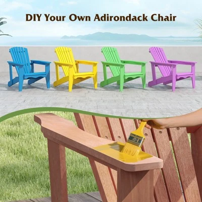 Tangkula 4PCS Solid Wood Garden Adirondack Chairs with High Backrest & Contoured Seat 5 Tangkula 4PCS Solid Wood Garden Adirondack Chairs with High Backrest & Contoured Seat - Image 5