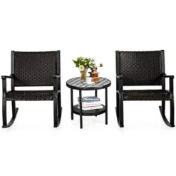Tangkula 3-Piece Outdoor Wicker Rocking Bistro Set with Coffee Table 13 Tangkula 3-Piece Outdoor Wicker Rocking Bistro Set with Coffee Table -Tangkula Shop GUEST aa0a68d4 b995 4bed 85b3 e71ec4c07947
