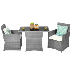 Tangkula 3-Piece Patio Rattan Bistro Set - Outdoor Wicker Table & Chairs -Tangkula Shop GUEST aa45e079 d1ad 4ffa 9b49 6c943186b365